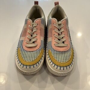 Nicole Miller Womens Size 7.5 Brita Woven Platform Sneaker Shoe Multicolor